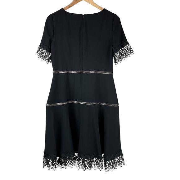 Shani NWT Lace-Trim Crepe Fit & Flare Dress Black Size 4 Crepe Career Wedding - Picture 4 of 10